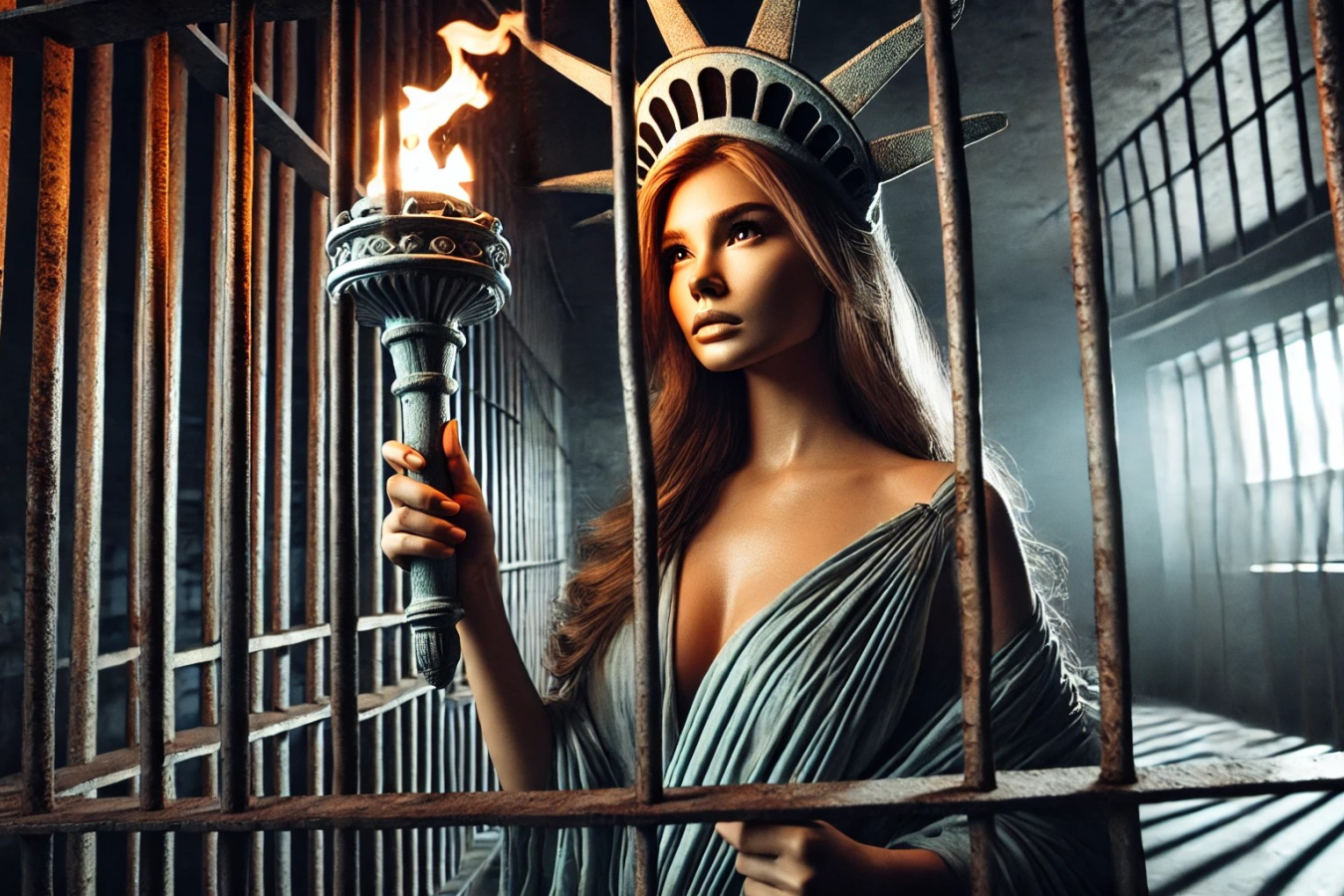 Act Now: Trump’s 2024 Plan Could Limit Work Visas Like H1B, L1 - Statue of Liberty Behind Bars