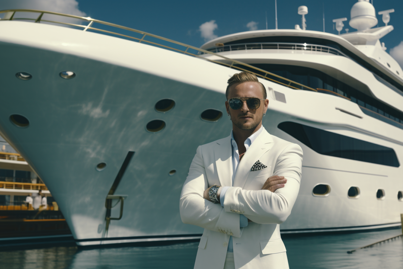 Oligarch with Yacht AI Generated