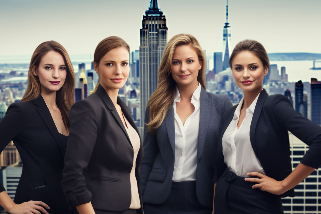 Female Employees with New York Backdrop AI Generated