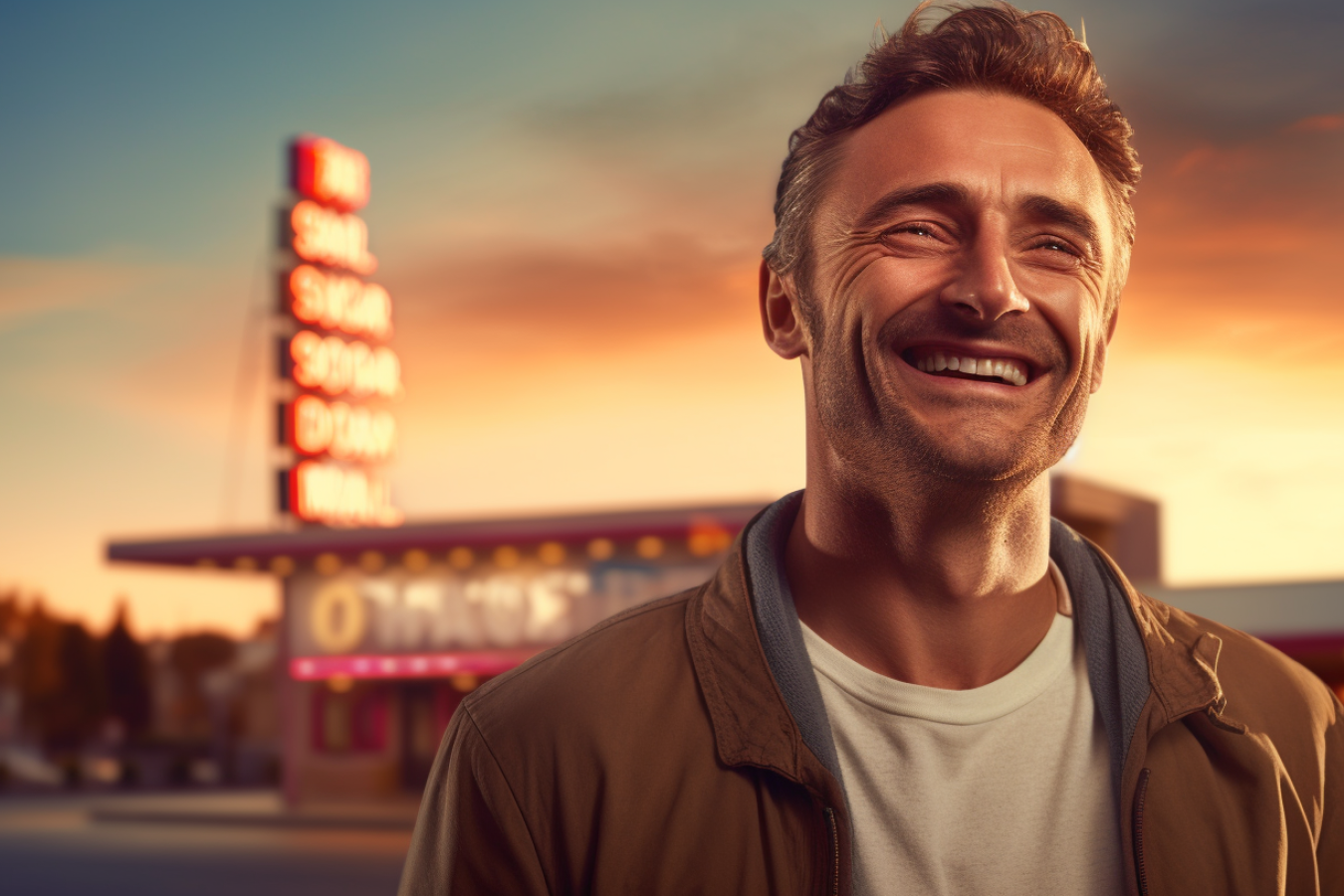 Man in front of motel in US AI Generated